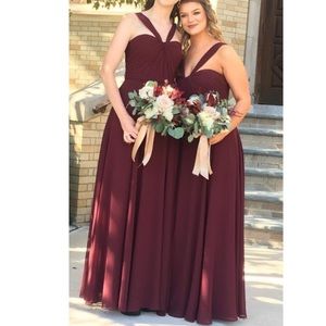 Amsale full length maroon gown